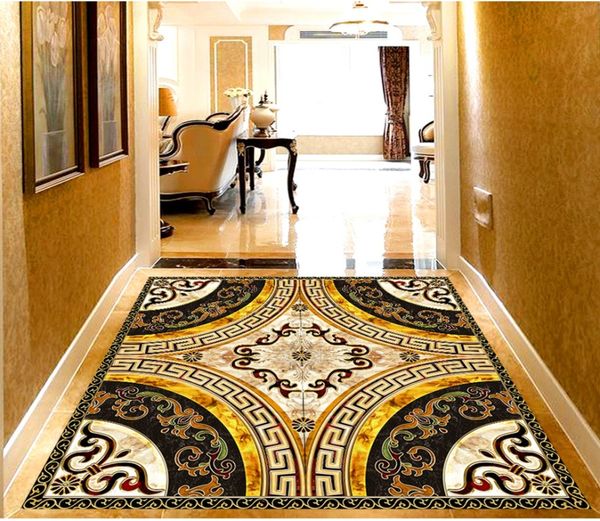 custom 3d mural floor wallpaper marble mosaic waterproof for bathroom 3d floor wall stickers vinyl kitchen wall paper