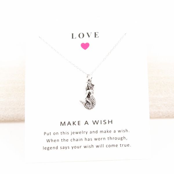 marine series necklace with love card mermaid pendant short chain collar jewelry gift, Silver
marine series necklace with love card mermaid pendant short chain collar jewelry gift, Silver