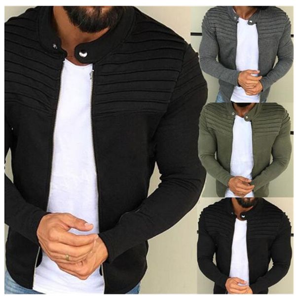 2019 european and american men plain stripe pleated patchwork cardigan sweater with fleece zipper jacket street hip-hop jacket, Black;brown
2019 european and american men plain stripe pleated patchwork cardigan sweater with fleece zipper jacket street hip-hop jacket, Black;brown