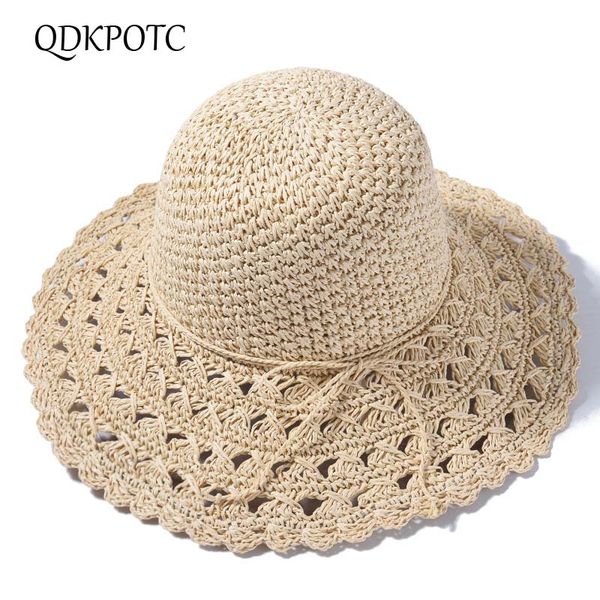 qdkpotc 2019 women sun hat spring summer crochet ladies straw hat summer hollow visor cap can be folded beach straw, Blue;gray
qdkpotc 2019 women sun hat spring summer crochet ladies straw hat summer hollow visor cap can be folded beach straw, Blue;gray