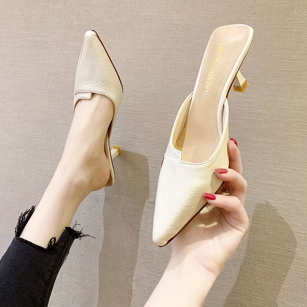 beige khaki pu leather mules shoes women pointed toe slippers summer fashion high heel closed toe slippers women sandals 2020, Black
beige khaki pu leather mules shoes women pointed toe slippers summer fashion high heel closed toe slippers women sandals 2020, Black