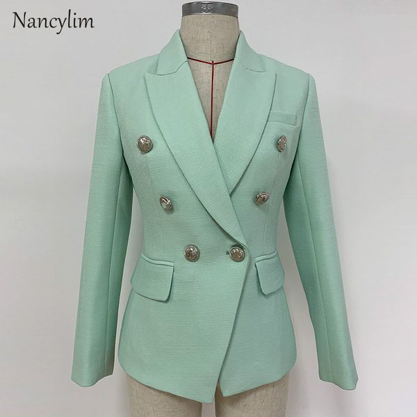 female suit jacket double-breasted buckle slim-fit blazer jacket mint green coat business women office wear marynarka damska, White;black
female suit jacket double-breasted buckle slim-fit blazer jacket mint green coat business women office wear marynarka damska, White;black
