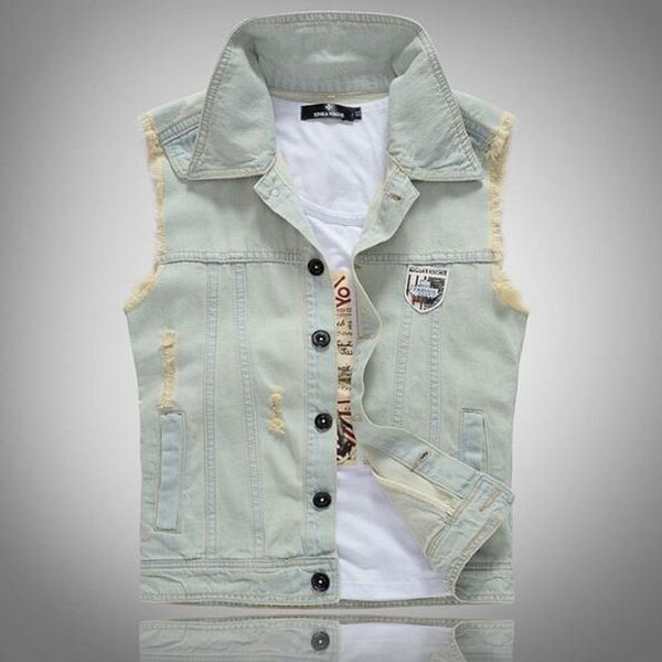 2019 new fashion mens denim vest vintage sleeveless jeans waistcoat man cowboy ripped slim men's clothing, Black;white
2019 new fashion mens denim vest vintage sleeveless jeans waistcoat man cowboy ripped slim men's clothing, Black;white
