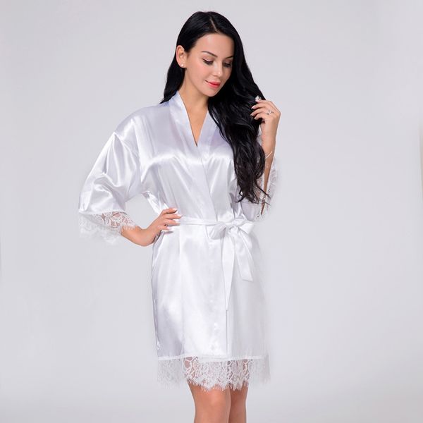 bridesmaid short satin bride robe lace kimono women wedding sleepwear summer female bathrobe lingerie clothes home femme, Black;red
bridesmaid short satin bride robe lace kimono women wedding sleepwear summer female bathrobe lingerie clothes home femme, Black;red