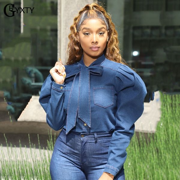 gbyxty ladies vintage puff sleeve bow tie collar denim shirts women long sleeve button down denim blouse and blusa zl526, White
gbyxty ladies vintage puff sleeve bow tie collar denim shirts women long sleeve button down denim blouse and blusa zl526, White
