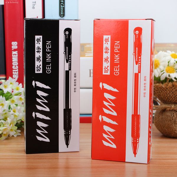 0.5mm Black Gel Pen Red Gel Pen Roller Ball Writing Learning Stationery Office School Supplies 12pcs/box