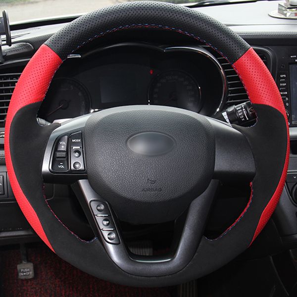 diy hand sewing black red genuine leather black suede steering wheel cover for kia k5 2011 2012 2013 kia optima
diy hand sewing black red genuine leather black suede steering wheel cover for kia k5 2011 2012 2013 kia optima