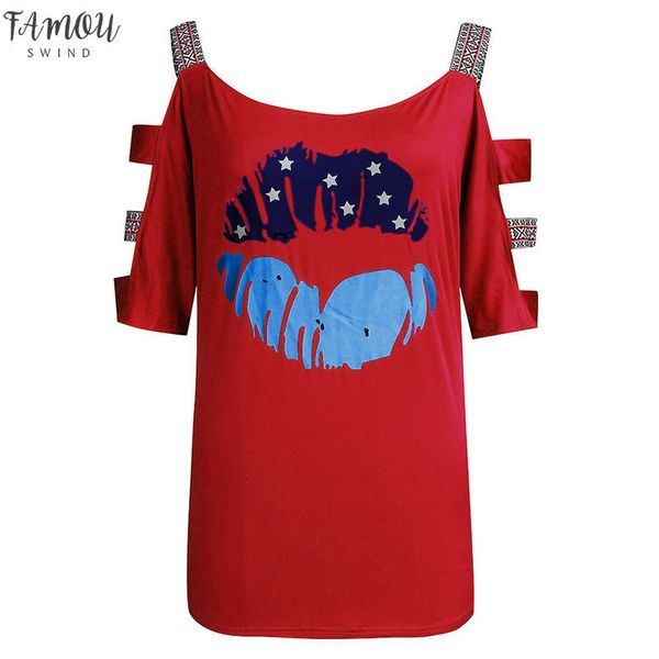 women tshirt plus size casual flag print summer tees off shoulder slings sleeve t shirt women camisetas verano mujer, White
women tshirt plus size casual flag print summer tees off shoulder slings sleeve t shirt women camisetas verano mujer, White