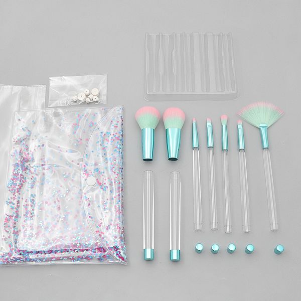 11colors 7pcs clear crystal makeup brushes empty handle makeup brush set diy glitter makeup brushes pvc bag
11colors 7pcs clear crystal makeup brushes empty handle makeup brush set diy glitter makeup brushes pvc bag