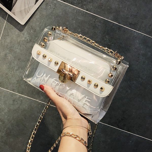 women's shoulder bag 2020 new transparent jelly women's bag fashion messenger chains rivet handbag clutches
women's shoulder bag 2020 new transparent jelly women's bag fashion messenger chains rivet handbag clutches