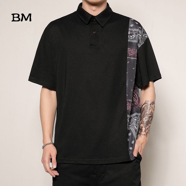 fashion splice plus size shirt loose half sleeve lapel korean style mens clothing harajuku streetwear clothes t shirt, White;black
fashion splice plus size shirt loose half sleeve lapel korean style mens clothing harajuku streetwear clothes t shirt, White;black