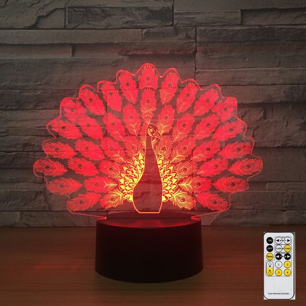 peacock remote control colorful 3d light led visual stereo touch switch night light party decorate baby's room 3d lamp drop ship
peacock remote control colorful 3d light led visual stereo touch switch night light party decorate baby's room 3d lamp drop ship