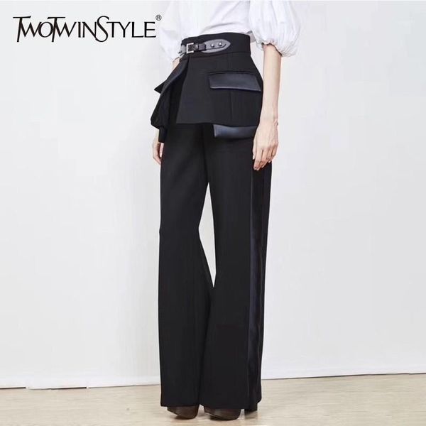 twotwinstyle 2019 spring trouser for women's wide leg pants with belts high waist loose hit colors pants female elegant clothes1, Black;white
twotwinstyle 2019 spring trouser for women's wide leg pants with belts high waist loose hit colors pants female elegant clothes1, Black;white