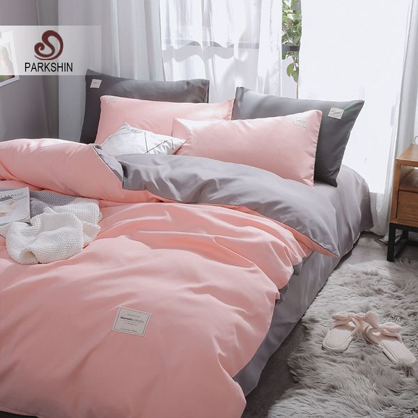 parkshin pink duvet cover gray flat sheet pillowcase 100% cotton bed linen set double bedspread solid color bedclothes
parkshin pink duvet cover gray flat sheet pillowcase 100% cotton bed linen set double bedspread solid color bedclothes