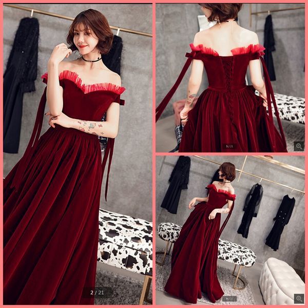 vestido de festa burgundy velvet off the shoulder evening dress sweetheart neck with bow corset elegant gorgeous evening gowns sale, Black;red
vestido de festa burgundy velvet off the shoulder evening dress sweetheart neck with bow corset elegant gorgeous evening gowns sale, Black;red