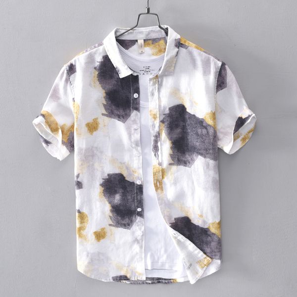 2019 summer 100% linen shirt men's short sleeved shirts breathes cool shirts, White;black
2019 summer 100% linen shirt men's short sleeved shirts breathes cool shirts, White;black