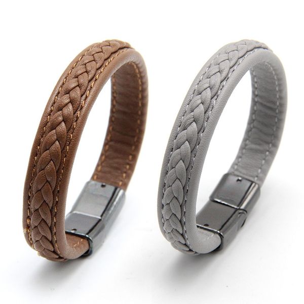 men leather bracelet bangles fashion braided handmade charm friendship magnetic clasp bracelets jewelry gift accessories, Golden;silver
men leather bracelet bangles fashion braided handmade charm friendship magnetic clasp bracelets jewelry gift accessories, Golden;silver