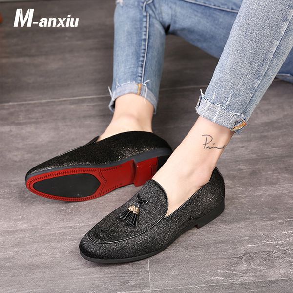 m-anxiu fashion tassel fringe red bottom casual shoes mens low heel slip-on loafers night club party shoes big size 2018 new, Black
m-anxiu fashion tassel fringe red bottom casual shoes mens low heel slip-on loafers night club party shoes big size 2018 new, Black