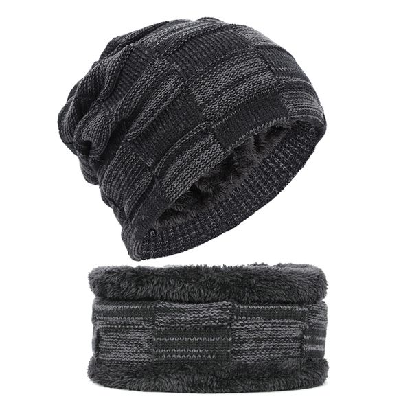 men women 2-pieces winter beanie hat scarf set warm knit thick fleece lined winter skull cap scarf, White;black
men women 2-pieces winter beanie hat scarf set warm knit thick fleece lined winter skull cap scarf, White;black