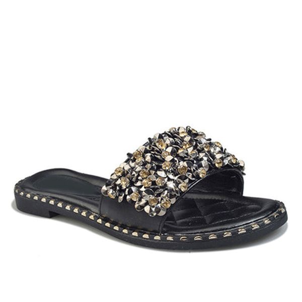 women summer flat beach slippers female crystal rivets slides slipper shoes for women fashion woman leisure footwear 2019, Black
women summer flat beach slippers female crystal rivets slides slipper shoes for women fashion woman leisure footwear 2019, Black