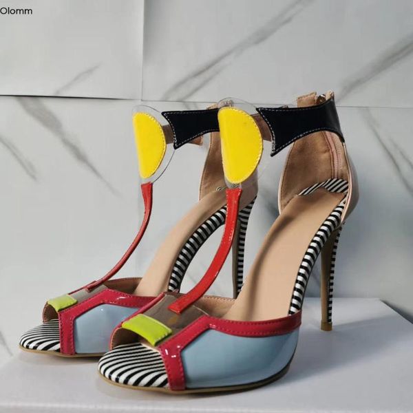 olomm striped handmade women sandals stiletto heels sandals open toe gorgeous t-strap multi color shoes women us plus size 5-15, Black
olomm striped handmade women sandals stiletto heels sandals open toe gorgeous t-strap multi color shoes women us plus size 5-15, Black