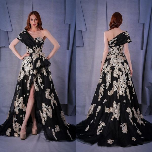 2020 black evening dresses one shoulder a line high side split sequins prom dress sweep train cocktail party gowns formal wear custom made, Black;red
2020 black evening dresses one shoulder a line high side split sequins prom dress sweep train cocktail party gowns formal wear custom made, Black;red