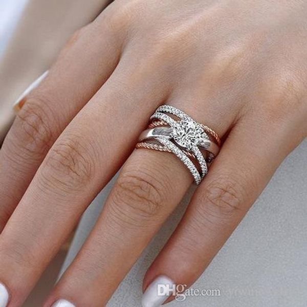 luxury 925 sterling silver ring duotone 14k pure rose gold cross braided diamond ring wedding jewelry size 5-12, Golden;silver
luxury 925 sterling silver ring duotone 14k pure rose gold cross braided diamond ring wedding jewelry size 5-12, Golden;silver