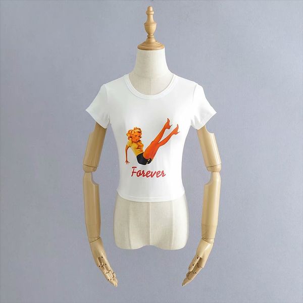 2020 long leg t-shirt short coat girl printed t-shirt slim short coat u7-0384, White
2020 long leg t-shirt short coat girl printed t-shirt slim short coat u7-0384, White