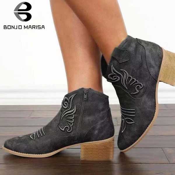 bonjomarisa 33-46 brand design embroider booties ladies casual high heels ankle boots women 2019 autumn wide heel shoes woman, Black
bonjomarisa 33-46 brand design embroider booties ladies casual high heels ankle boots women 2019 autumn wide heel shoes woman, Black