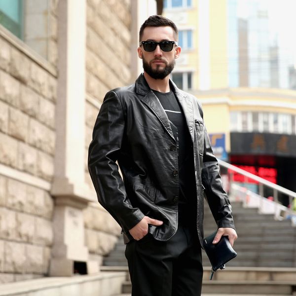 amsiike 2019 men formal coat genuine leather jackets autumn black sheepskin suit button slim leather jacket chaqueta a51087
amsiike 2019 men formal coat genuine leather jackets autumn black sheepskin suit button slim leather jacket chaqueta a51087