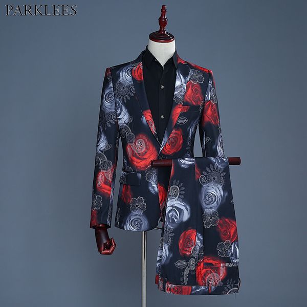 men's rose floral print one button 2 pieces suits (jacket+pants) slim fit wedding groom festival stylish suit male costume homme, White;black
men's rose floral print one button 2 pieces suits (jacket+pants) slim fit wedding groom festival stylish suit male costume homme, White;black
