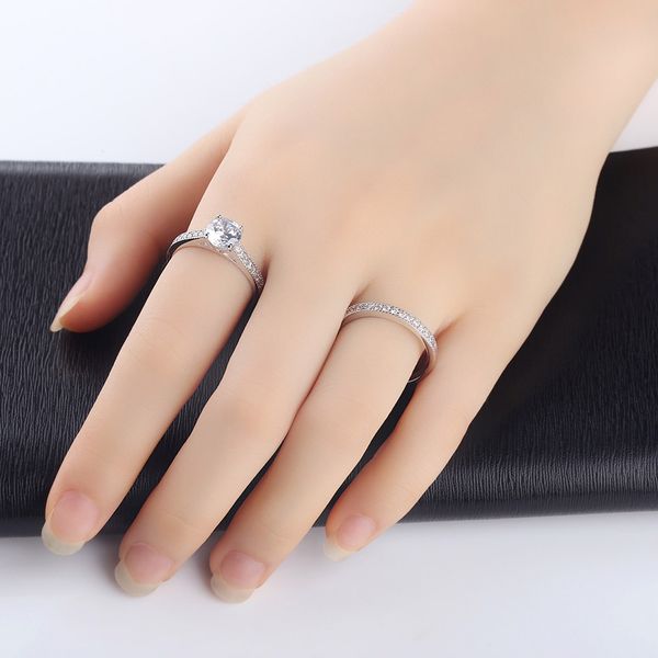 Lady's wedding ring Silver plated Set with zircon proposal engagement rings Charm Jewelry 6/7/8/9/10
Lady's wedding ring Silver plated Set with zircon proposal engagement rings Charm Jewelry 6/7/8/9/10