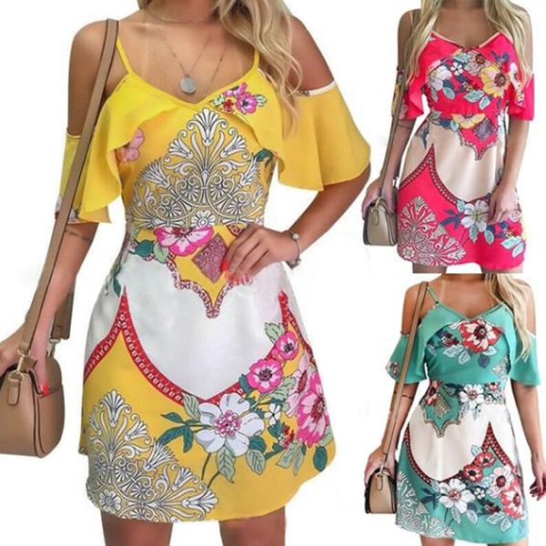 fashion women dress for party streetwear rullfes decor sling short sleeve flower print mini lady summer slim strapless dress, Black;gray
fashion women dress for party streetwear rullfes decor sling short sleeve flower print mini lady summer slim strapless dress, Black;gray