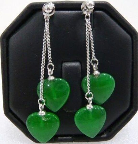 más noble de forma de corazón de joyerÃa verde jades pendientes, Silver 
más noble de forma de corazón de joyerÃa verde jades pendientes, Silver