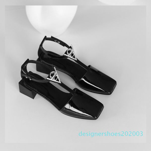 women new original designer hollow sandals triangle buckle square lady genuine leather casual ol shoes d03, Black
women new original designer hollow sandals triangle buckle square lady genuine leather casual ol shoes d03, Black