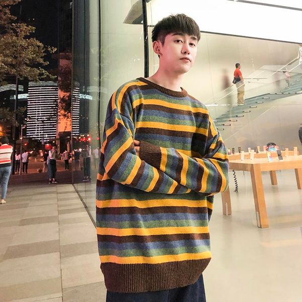2018the new listing autumn and winter round neck sea soul pullover sweater loose men and women striped sweater blue / green -xl, White;black 
2018the new listing autumn and winter round neck sea soul pullover sweater loose men and women striped sweater blue / green -xl, White;black