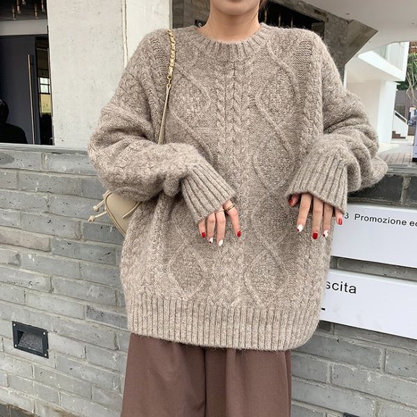 

осень / зима новая корейская версия сыпучего свитера вязаная толстый пальто свитер топ женщины, White;black
