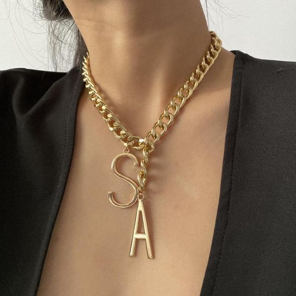 punk exaggerated thick chain choker necklace for women letter sa pendant gold necklace collar neck checker 2020 jewelry, Silver
punk exaggerated thick chain choker necklace for women letter sa pendant gold necklace collar neck checker 2020 jewelry, Silver