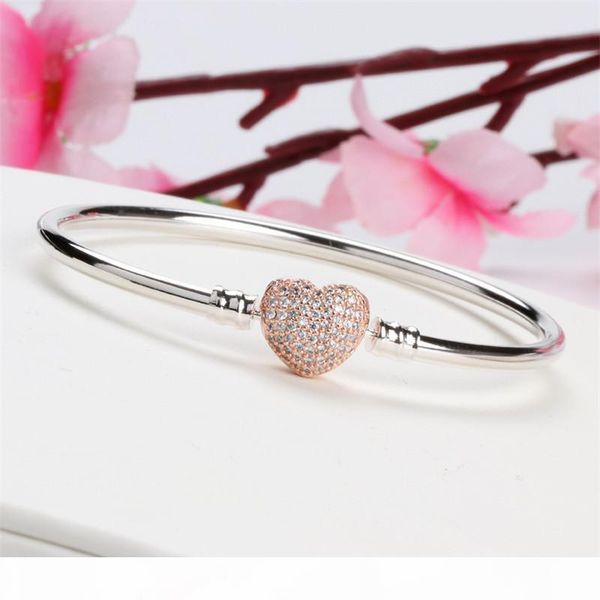 women silver bangle rose gold plated cz pave bracelet fit pandora charms european beads bracelet jewelry sale, Black
women silver bangle rose gold plated cz pave bracelet fit pandora charms european beads bracelet jewelry sale, Black