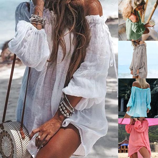 women' swimming suit women bikini cover up swimwear summer beach wear off shoulder blouse dress bathing suit women biquini#5, Blue;gray
women' swimming suit women bikini cover up swimwear summer beach wear off shoulder blouse dress bathing suit women biquini#5, Blue;gray