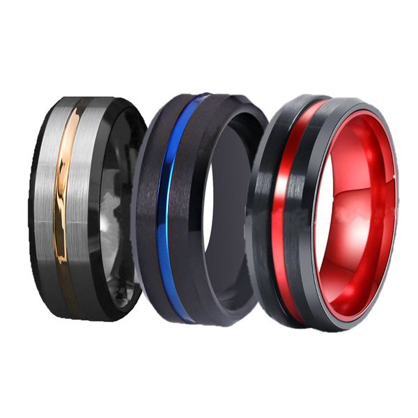 fdlk 3 styles classic wedding rings for men's stainless steel ring black steel with red blue aluminum engagement ring, Slivery;golden
fdlk 3 styles classic wedding rings for men's stainless steel ring black steel with red blue aluminum engagement ring, Slivery;golden