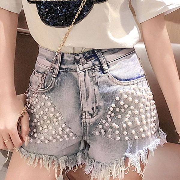 high waist denim shorts women short jeans 2019 summer ladies blue shorts solid beading denim, White;black
high waist denim shorts women short jeans 2019 summer ladies blue shorts solid beading denim, White;black