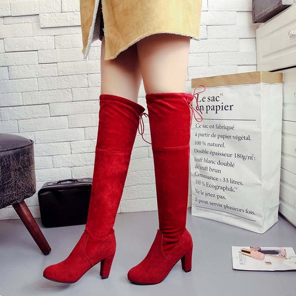 new winter flock over-the-knee round toe high square heels basic boots solid elastic band cross-tied warm fashion 6o0175, Black
new winter flock over-the-knee round toe high square heels basic boots solid elastic band cross-tied warm fashion 6o0175, Black