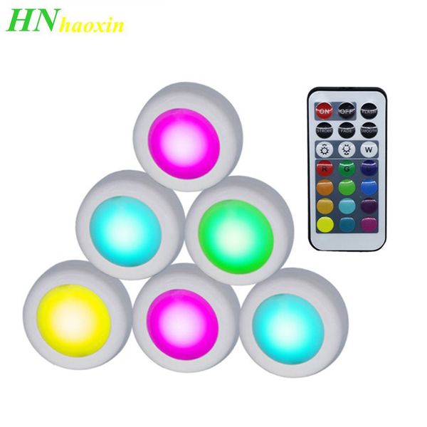 Haoxin Wireless Led Puck Lights Rgb 12 Colors Dimmable Touch Sensor Led Under Cabinet Light For Close Wardrobe Stair Hallway Night Lamp