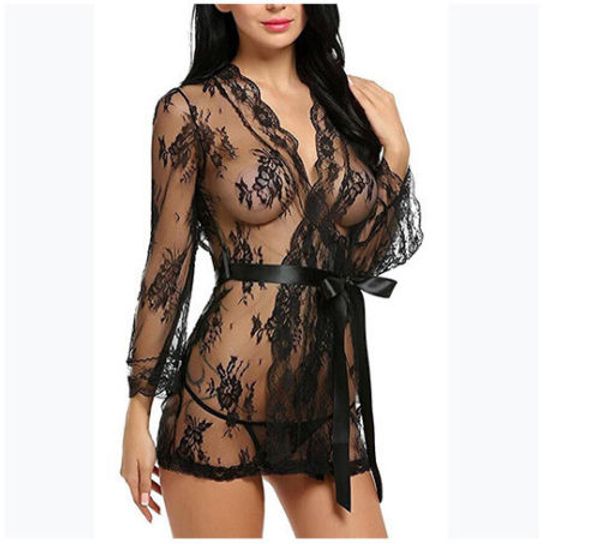 women lace dress see through underwear black red purple g-string babydoll sleepwear, Black;white
women lace dress see through underwear black red purple g-string babydoll sleepwear, Black;white