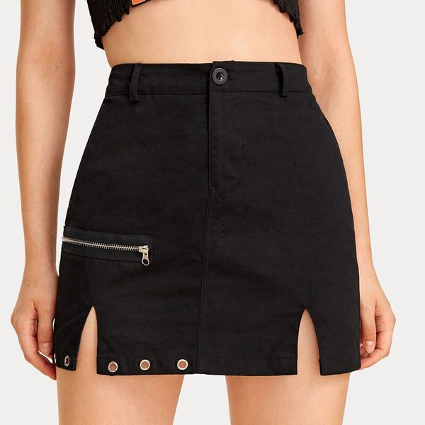 european and american style 2019 autumn new metal zipper decoration package hip skirt skirt, Black
european and american style 2019 autumn new metal zipper decoration package hip skirt skirt, Black