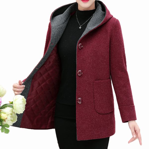 winter woman tweed hooded coat thicken quilted overcoat female red green wool blends pea coats women warm hood woollen outerwear, Black
winter woman tweed hooded coat thicken quilted overcoat female red green wool blends pea coats women warm hood woollen outerwear, Black