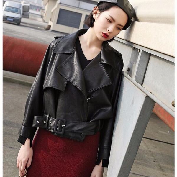 2019 new fashion street faux leather jacket women casual loose batwing sleeve washed pu leather coat biker jackets, Black
2019 new fashion street faux leather jacket women casual loose batwing sleeve washed pu leather coat biker jackets, Black