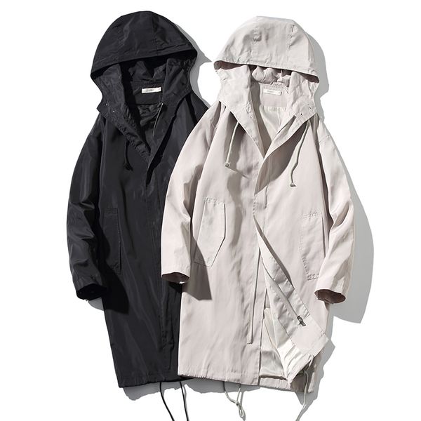 spring preppy casual solid color hooded trend loose-fitting men's mid-length jacket hombre streetwear, Black;brown
spring preppy casual solid color hooded trend loose-fitting men's mid-length jacket hombre streetwear, Black;brown