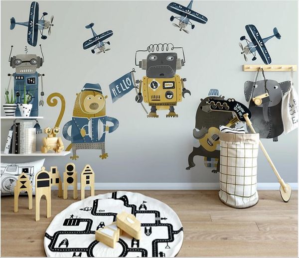 3d wall murals wallpaper custom p on the wall nordic modern minimalist hand drawn cartoon robot children's room background wall
3d wall murals wallpaper custom p on the wall nordic modern minimalist hand drawn cartoon robot children's room background wall